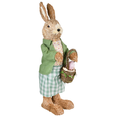 20.25" Easter Bunny Rabbit Spring Figure With Egg Basket