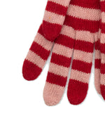 Striped Gloves Red/Mauve