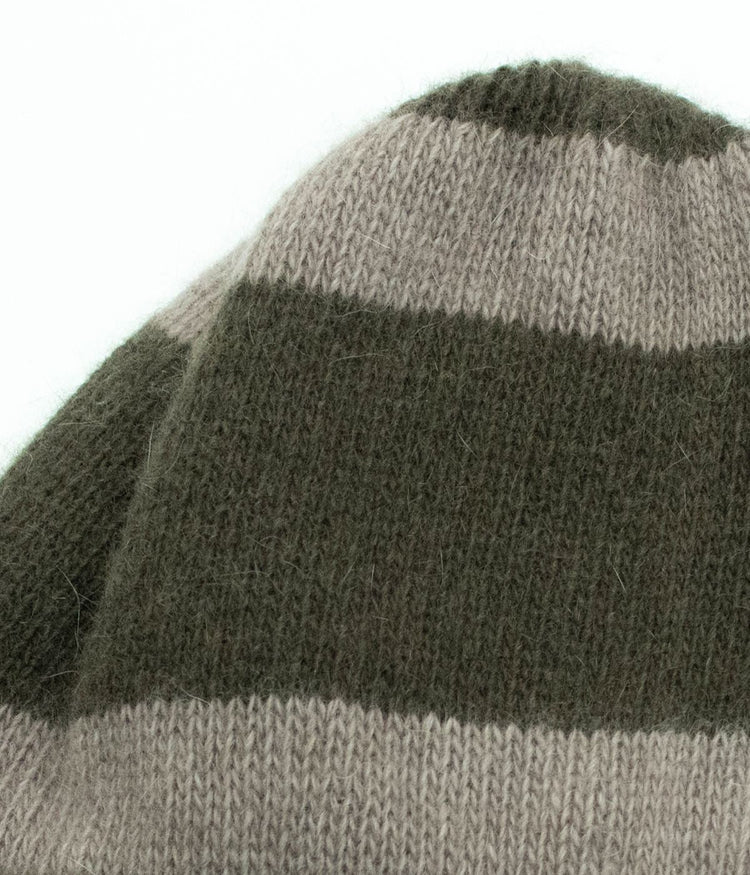 Striped Hat With Folded Cuff Dark Khaki/Woodsm