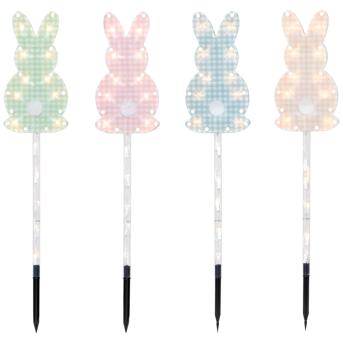 Northlight Plaid Easter Bunny Pathway Marker Lawn Stakes - 28.5