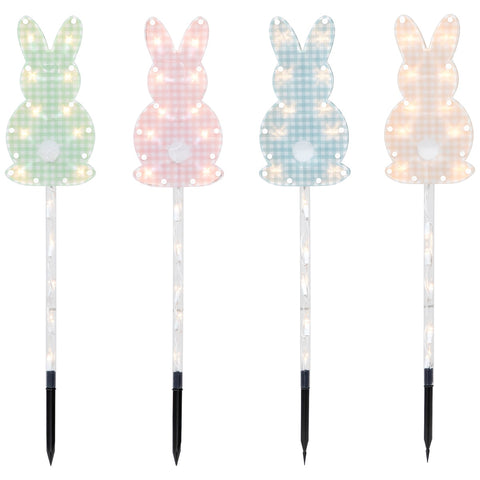 Plaid Easter Bunny Pathway Marker Lawn Stakes - 28.5" - Set of 4