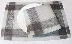 French Home Linen Set of 6 Cleopatra Napkins - Shades of Grey