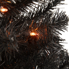 Pre-Lit Medium Black Noble Spruce Artificial Halloween Tree - 3' - Orange Lights