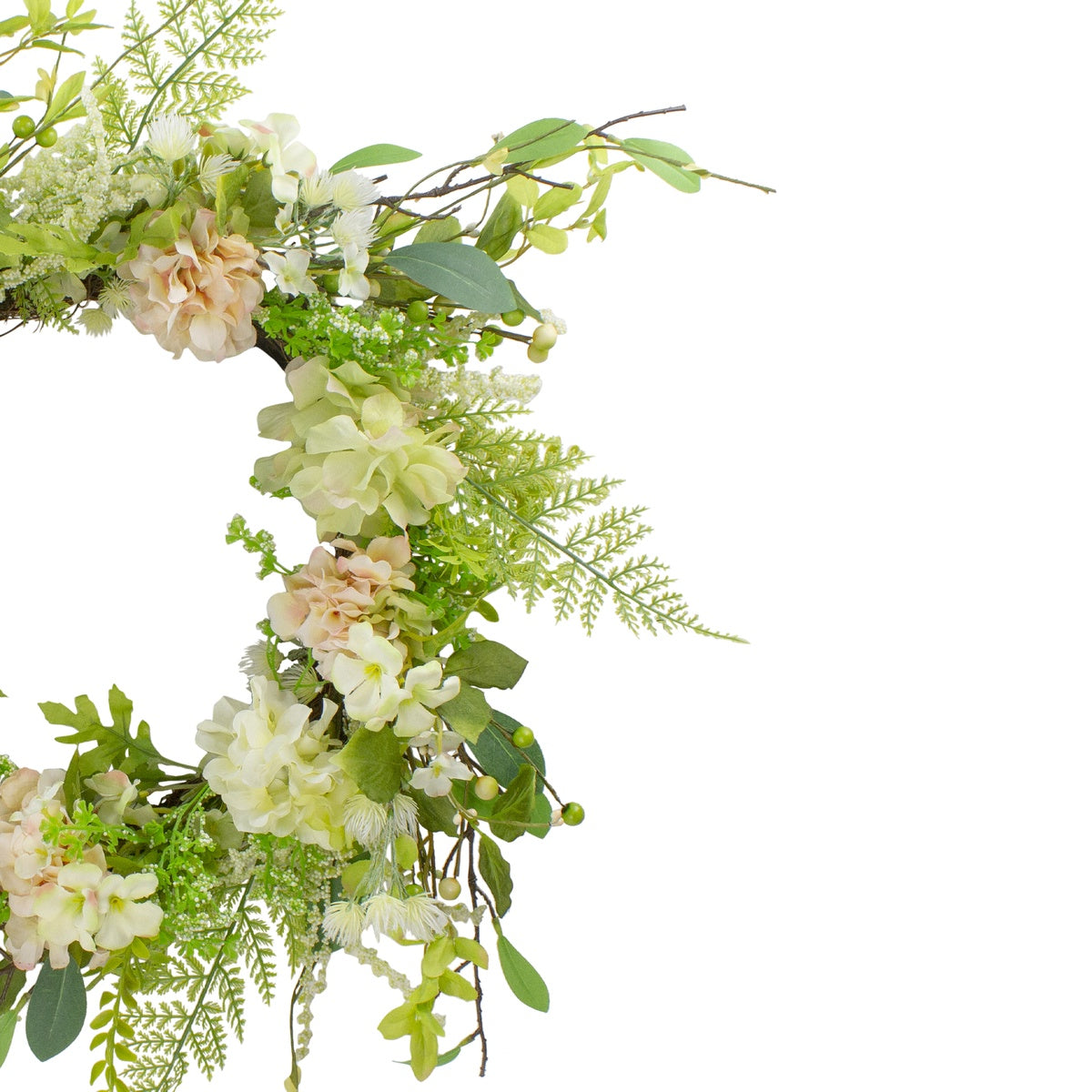  Northlight Hydrangea and Fern Spring Floral Berry Wreath-  28