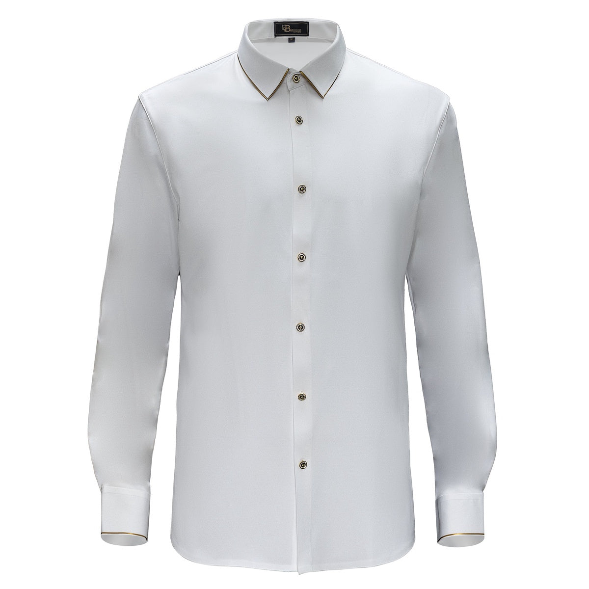  Barocco Imperial Essence Button-Up Shirt WHITE/GOLD - WHITE/GOLD - Bonton