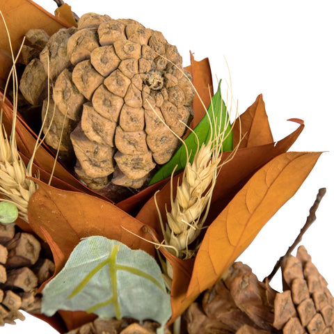Fall Foliage and Pine Cones Autumn Harvest Wreath  12-Inch  Unlit