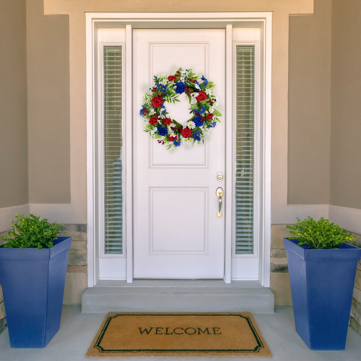  Northlight Carnations and Daisies Patriotic Wreath - 20