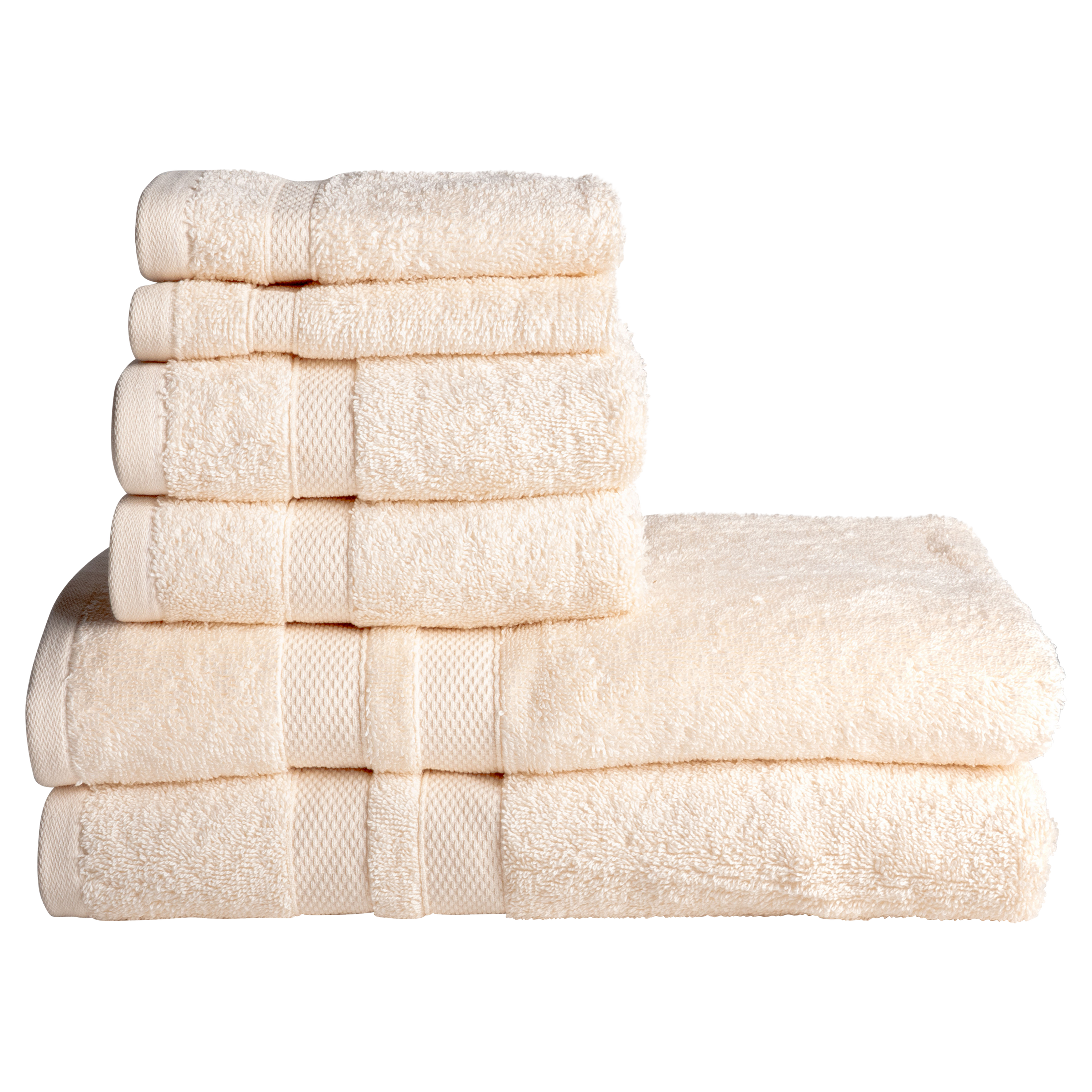  Bibb Home Bibb Home 6-Piece Luxury Combed Cotton Towel Set - Cream - Bonton