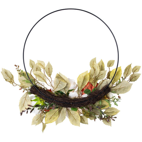 21" Autumn Harvest Artificial Floral Fall Foliage Twig Wreath