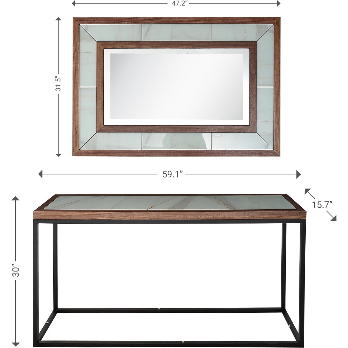  Riley Wall Mirror and Console Table - Console Table - Bonton