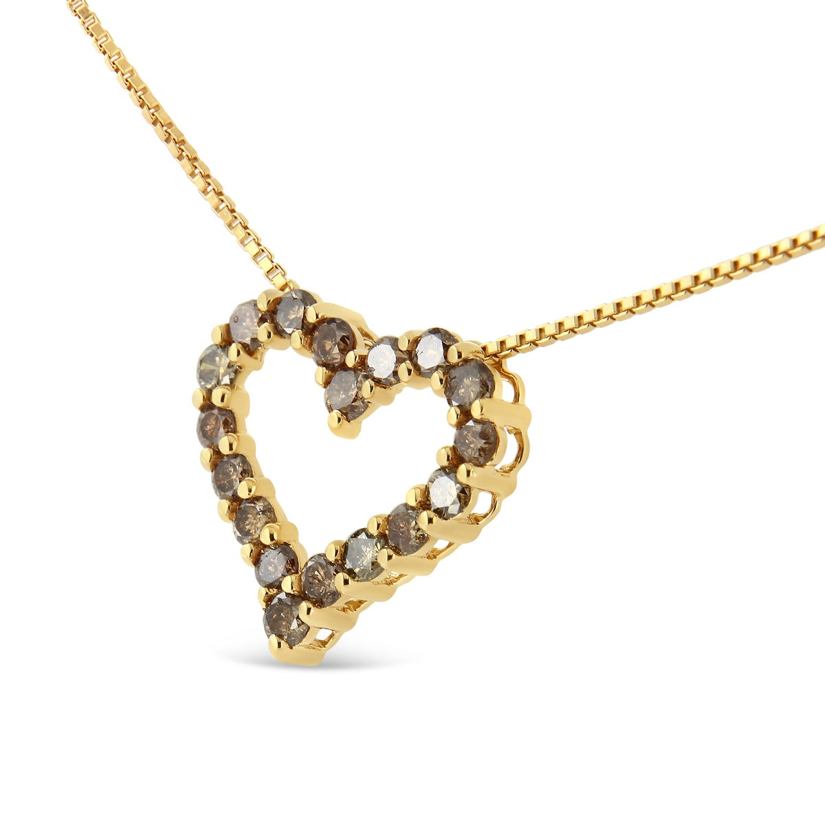  Haus of Brilliance 14K Yellow Gold Plated .925 Sterling Silver 1.0 Cttw Champagne Diamond Heart Pendant Necklace (K-L Color, I1-I2 Clarity) - 18