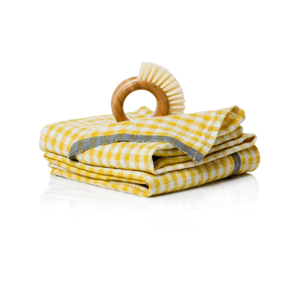  Caravan Two-Tone Gingham Towels, Set of 2 - Lime & Aqua - Bonton