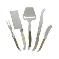 5 Piece Laguiole Mist Cheese Knife and Fork and Slicer Set