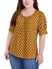 Short Sleeve Balloon Sleeve Top