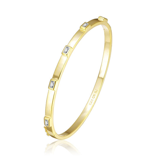 14k Gold Colored Cubic Zirconia Bangle Bracelet