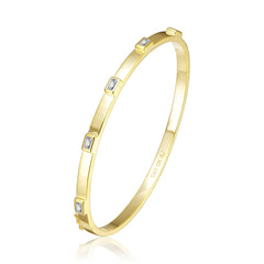 14k Gold Colored Cubic Zirconia Bangle Bracelet