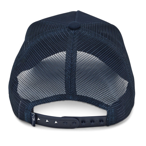 Vintage Havana Trucker Hat for Women – Navy Mesh & Canvas Adjustable Cap With Pearl Star & Rope