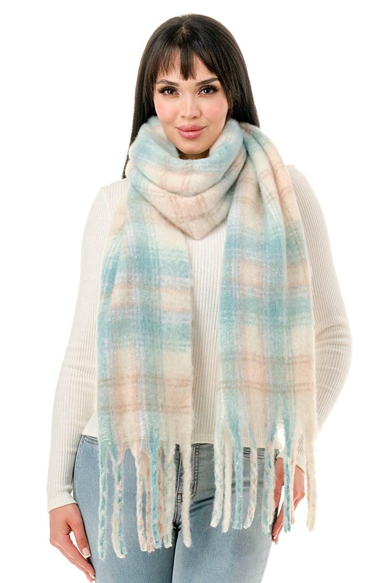  Marcus Adler Plaid Scarf - Brown - Bonton