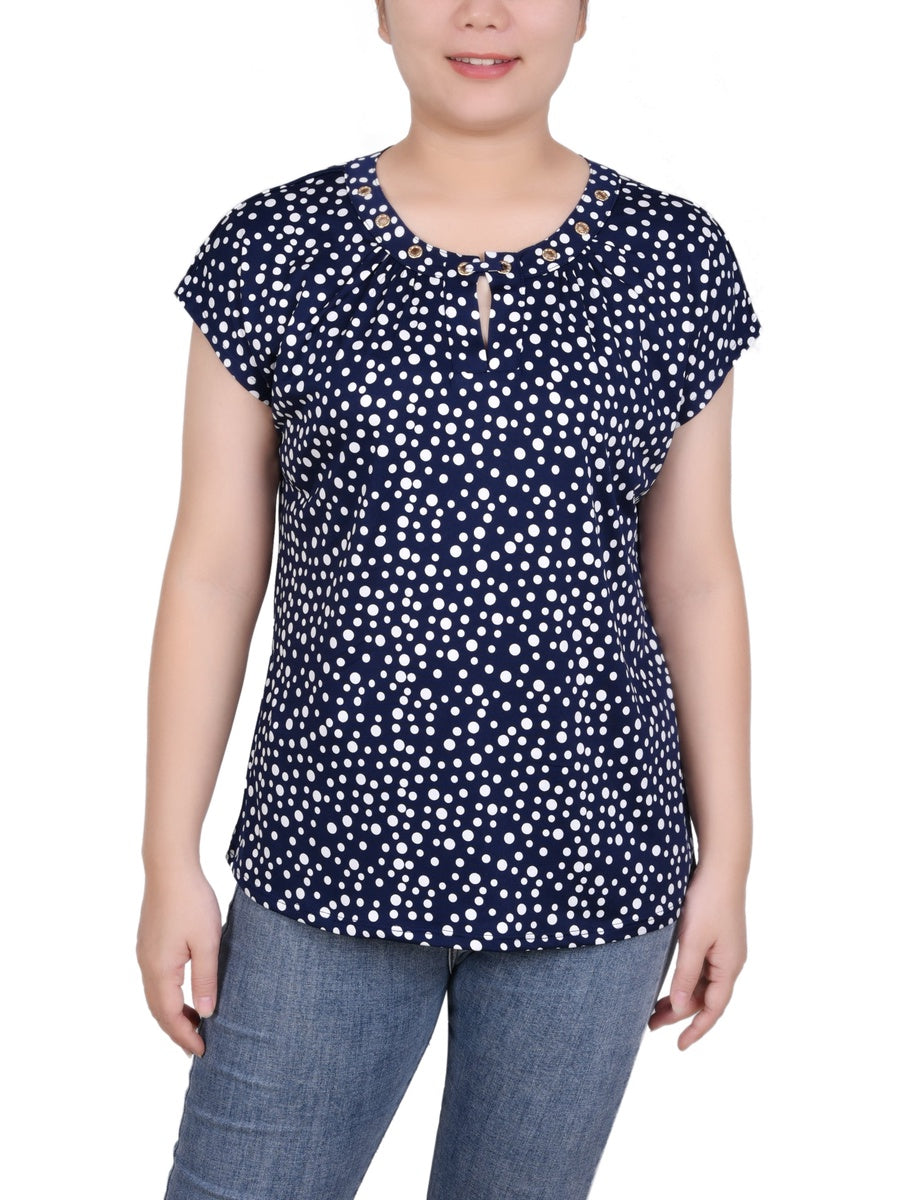  NY Collection Extended Sleeve Top With Grommets - Nice Icemoon - Bonton