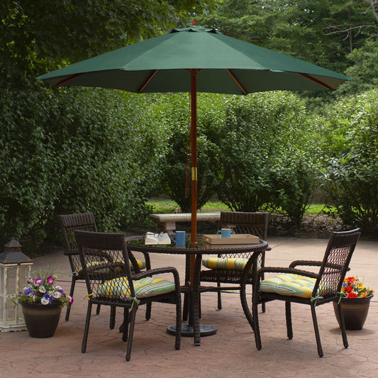 8.5ft Outdoor Patio Market Umbrella With Wooden Pole  Green