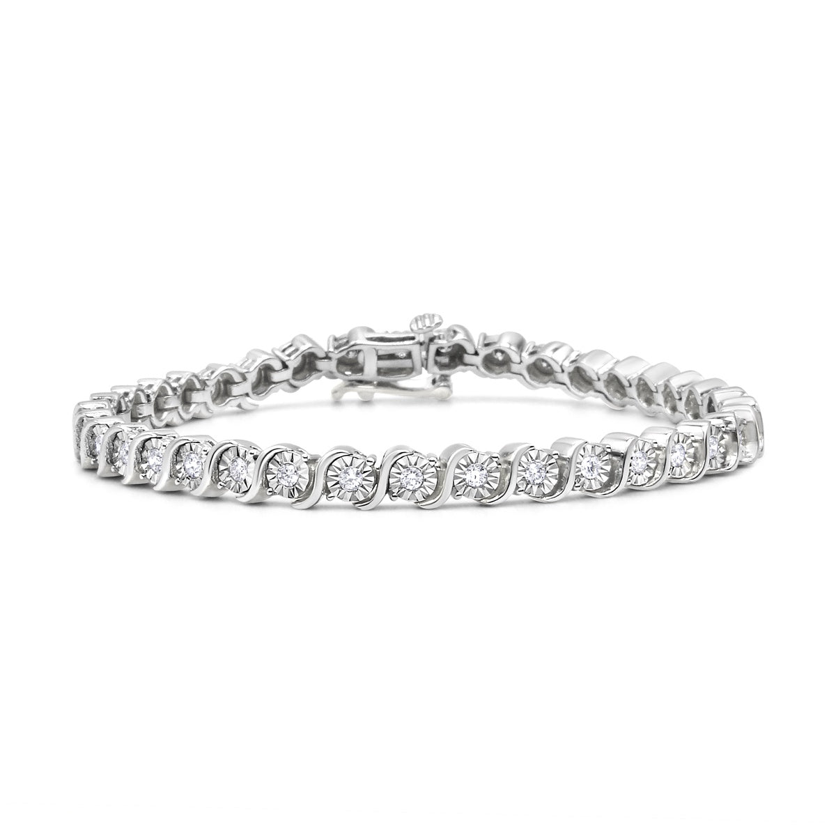  Haus of Brilliance .925 Sterling Silver 1/4 Cttw Diamond Round Miracle Plate And 