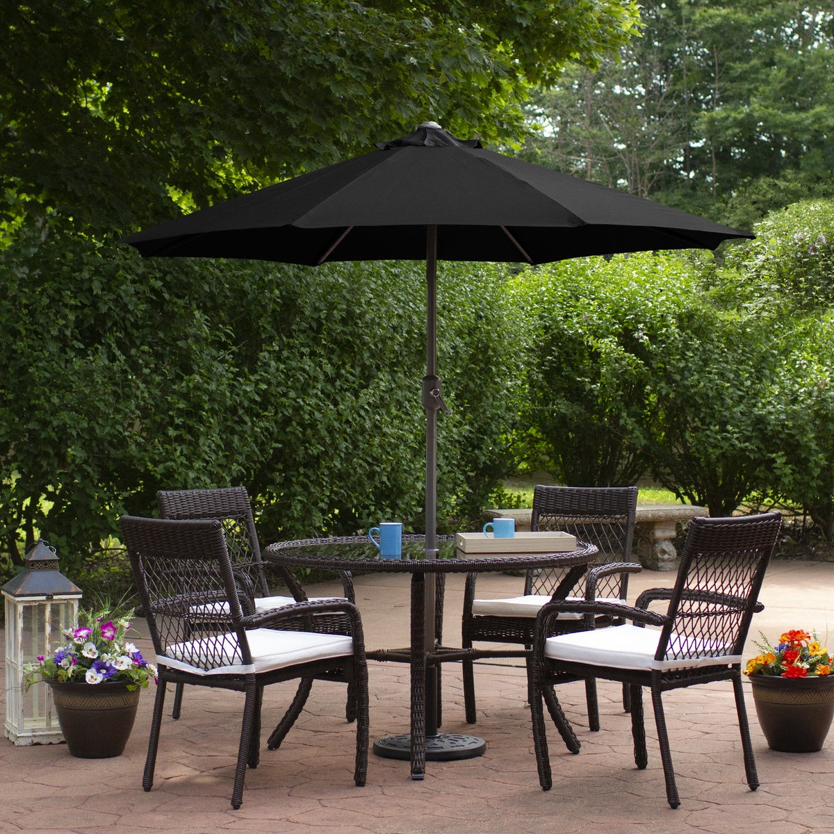  Northlight 7.5ft Outdoor Patio Market Umbrella With Hand Crank  Black - Black - Bonton