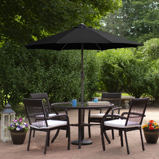 7.5ft Outdoor Patio Market Umbrella With Hand Crank  Black