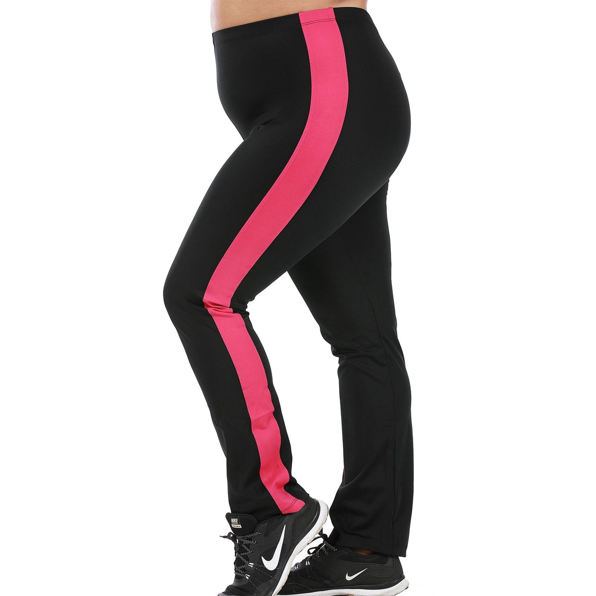  InstantFigure InstantFigure Curvy Plus Size Activewear Compression Pant AWP013C - Black/Fuchsia - Bonton