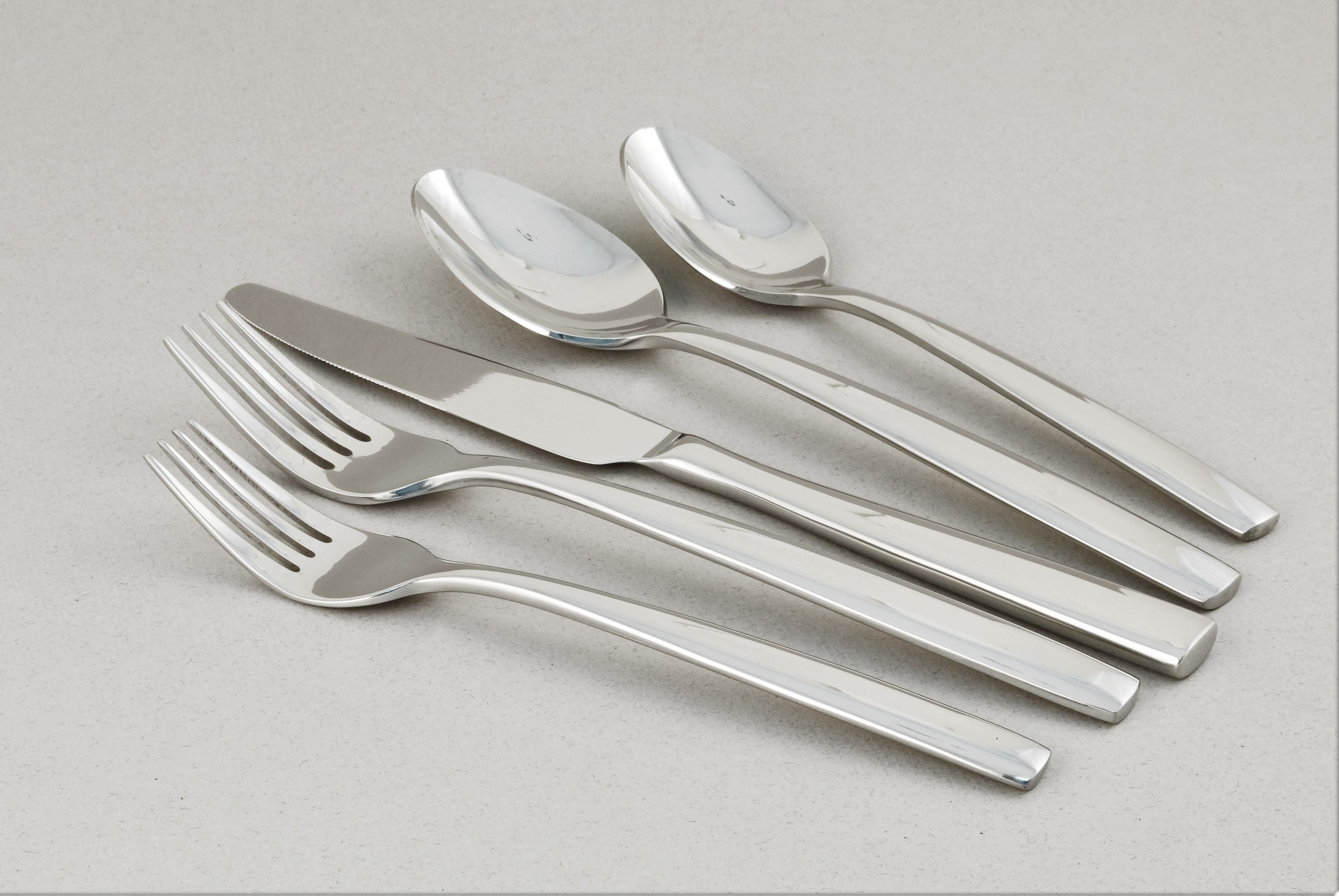  Ginkgo Simple Stainless Steel Flatware 42 Piece Set - Mirror Stainless Steel - Bonton