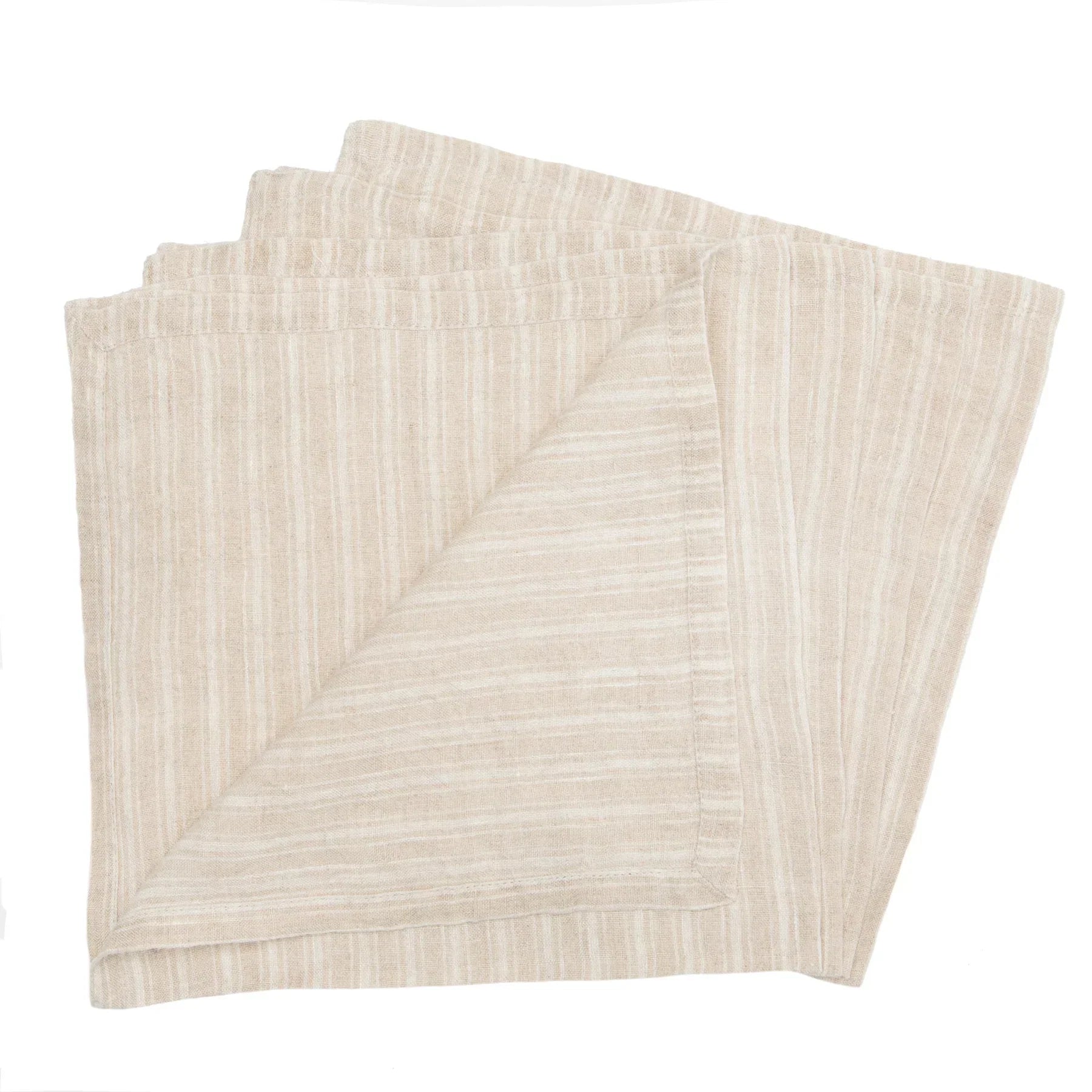  Couleur Nature Boat Stripe Linen Napkins Set of 4 - Natural/White - Bonton