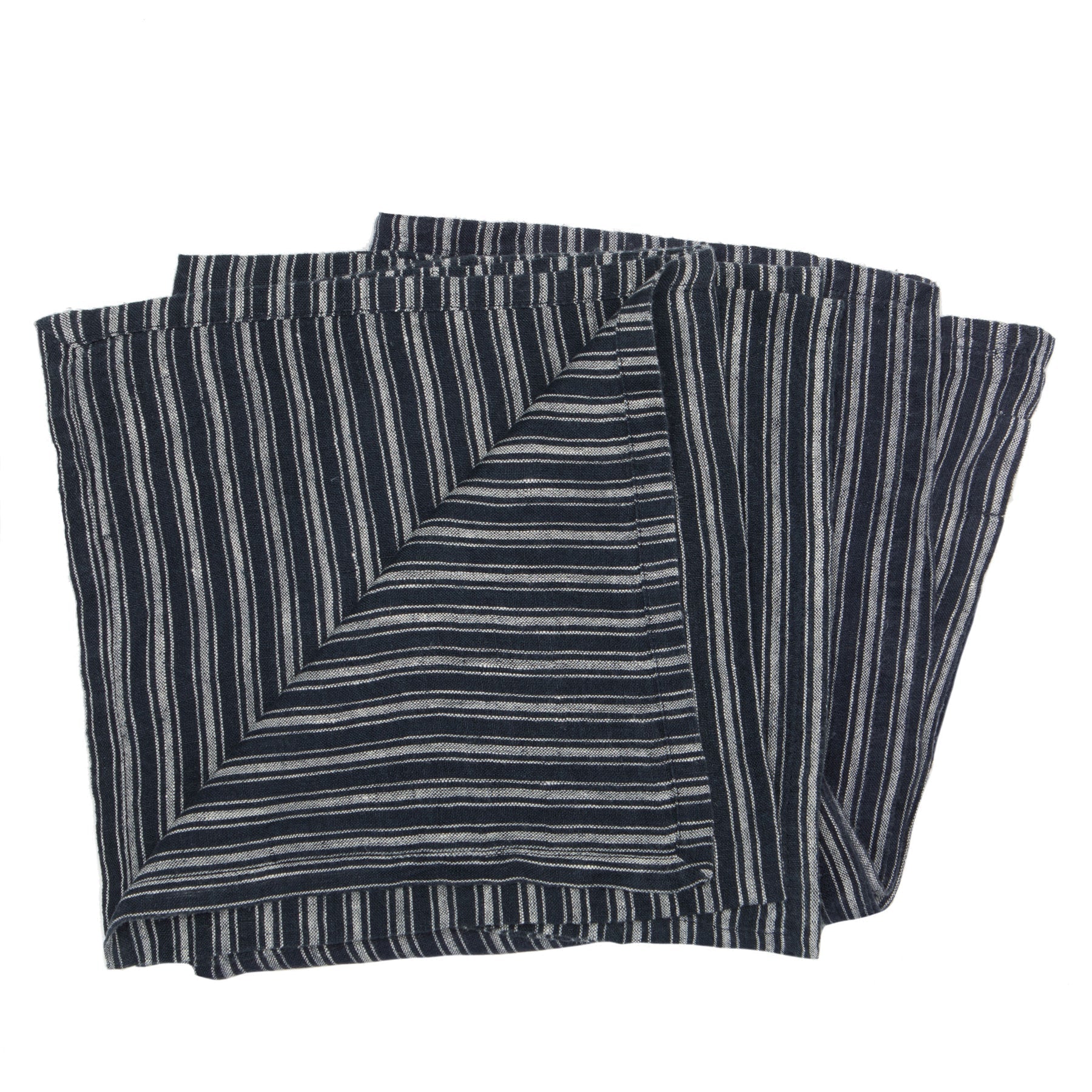  Couleur Nature Boat Stripe Linen Napkins Set of 4 - Indigo/White - Bonton