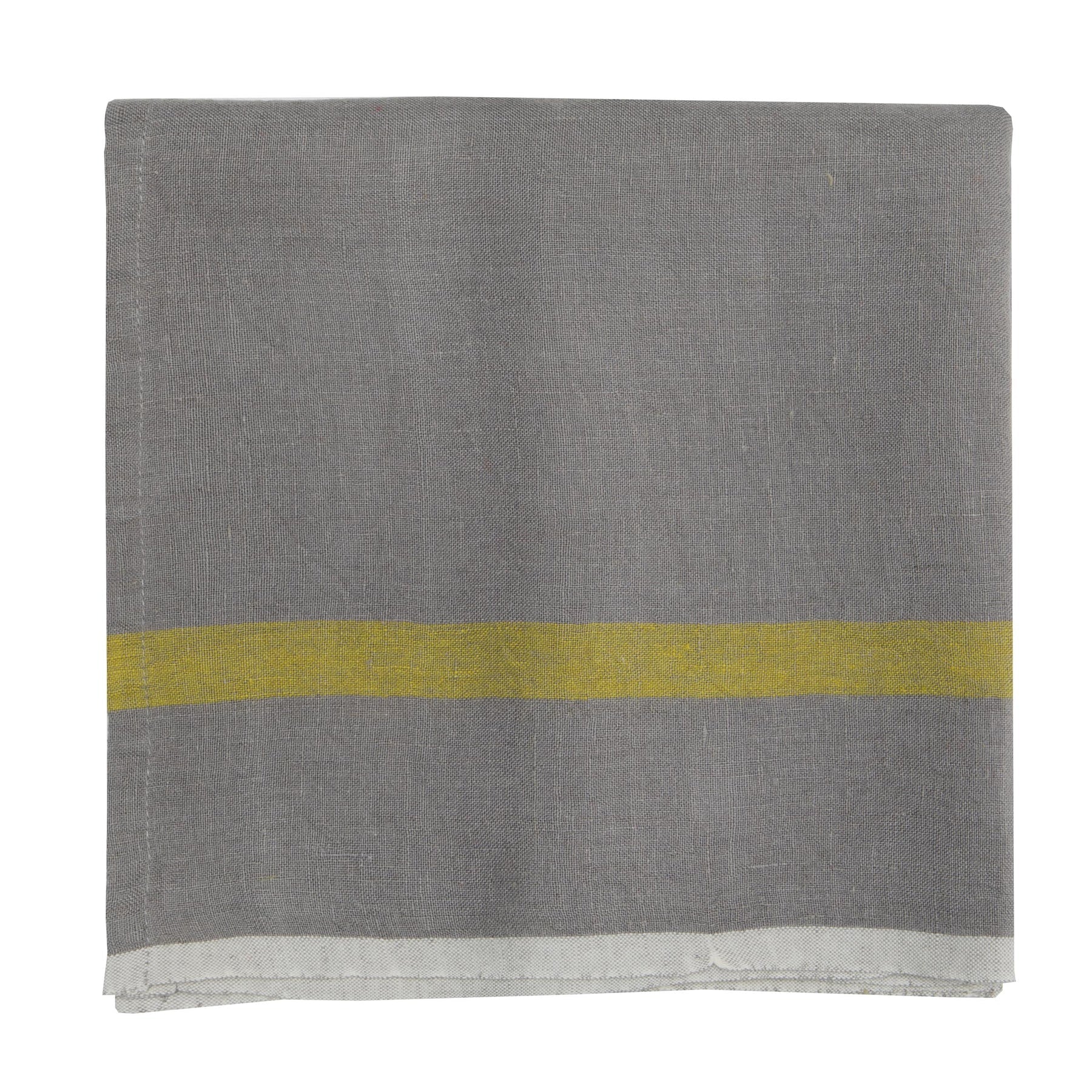  Couleur Nature Laundered Linen Napkins Set of 4 - Grey/Lime - Bonton