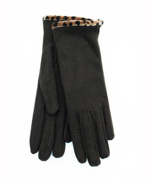 Gloves With Animal Print Piping Chocolate