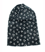 Slouchy Hat In Velvet Paw Print  Black/White