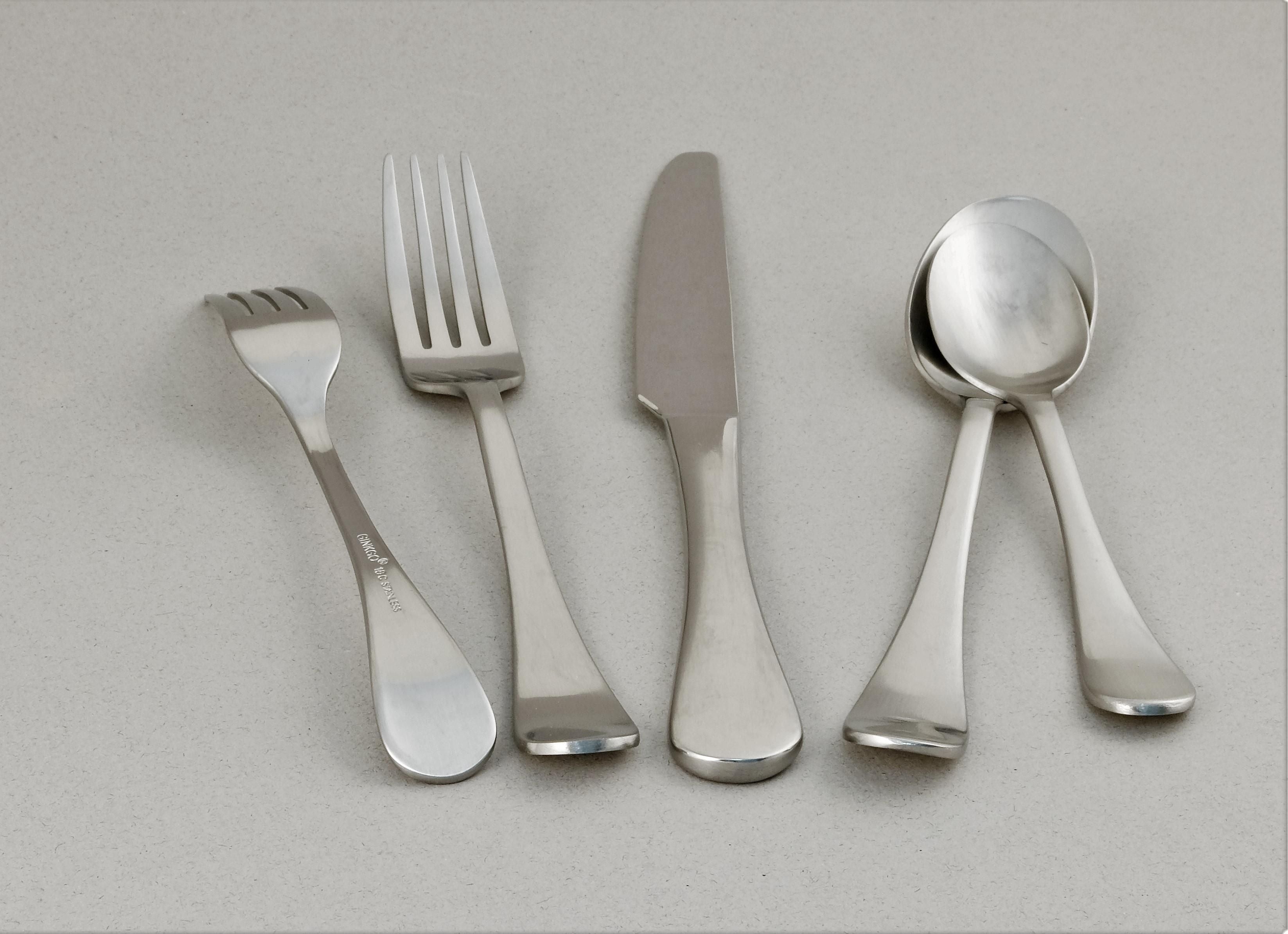  Ginkgo Bergen Stainless Steel Flatware 20 Piece Set - Satin Finish Stainless Steel - Bonton