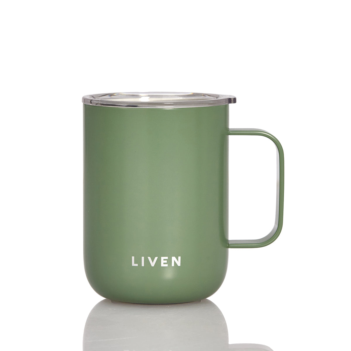  Acera Liven Glow™ Ceramic-Coated  Stainless Steel Camp Mug 16 Oz - Basil Green - Bonton