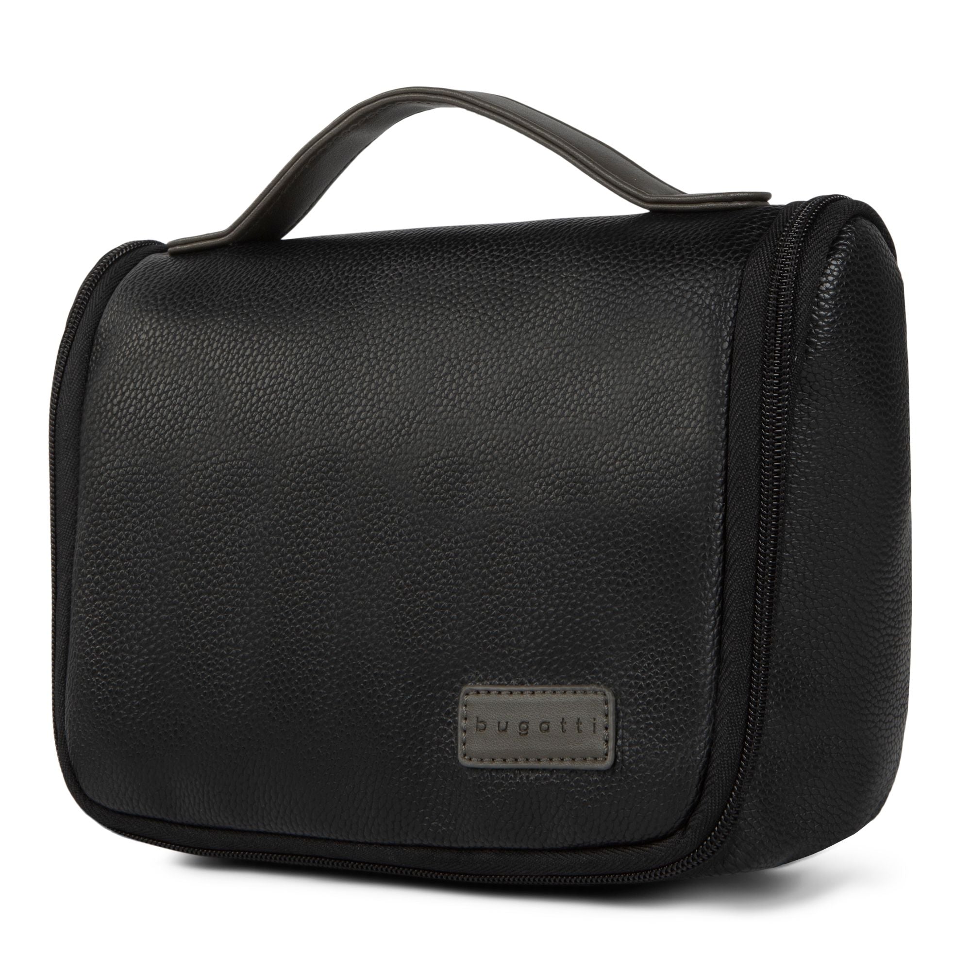  Bugatti Contrast Collection Toiletry Bag - Vegan Leather - Grey - Bonton