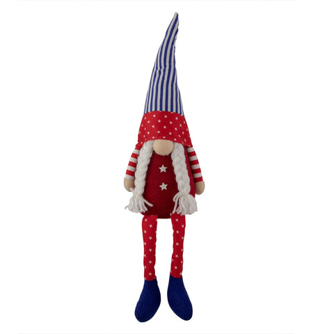 Patriotic Gnome Girl With Braids - 17.75"