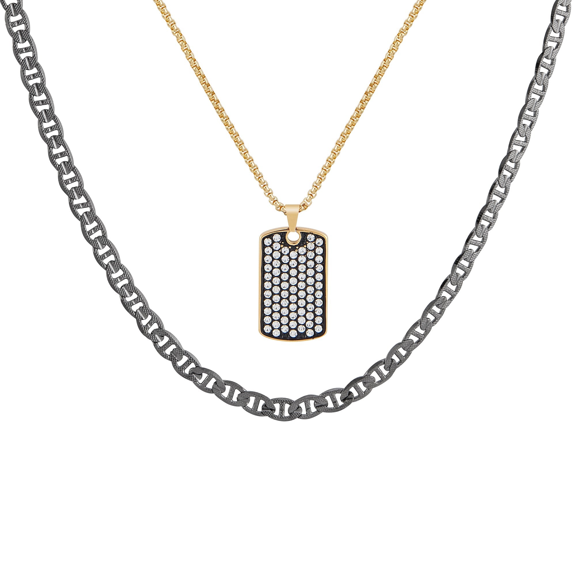  American Exchange American Exchange Dual Necklace Set - Gold/Gunmetal - Bonton