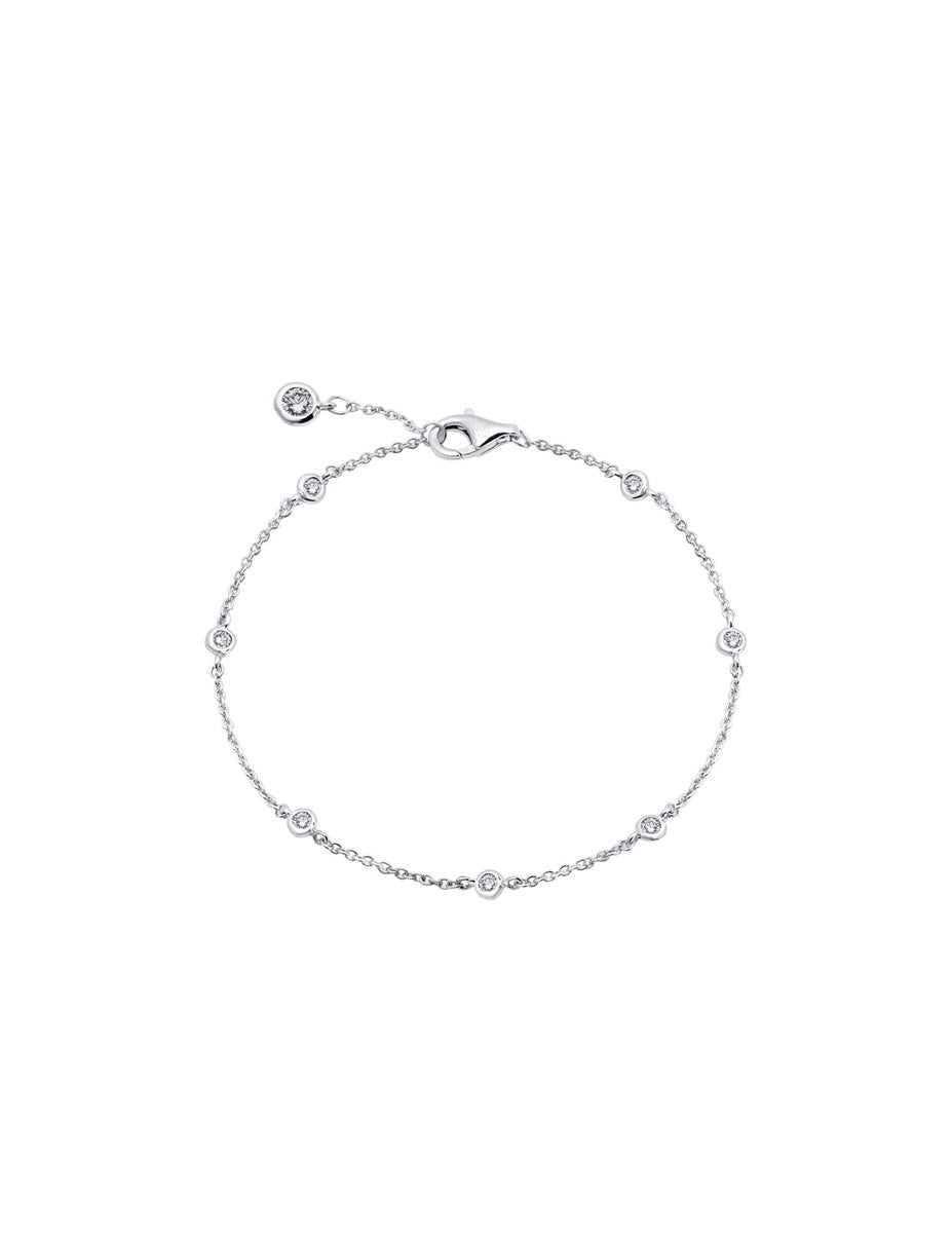  CRISLU Small Bezel Set Anklet in Platinum - Pure Platinum - Bonton