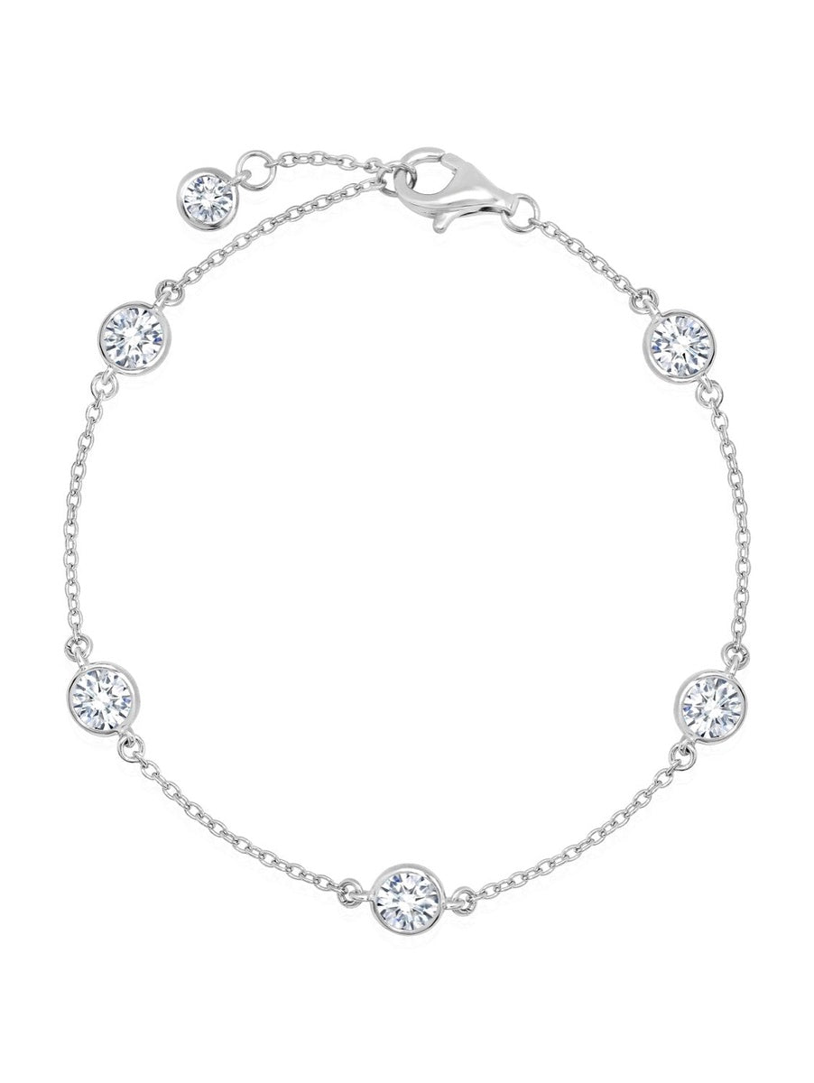  CRISLU Large Bezel Set Bracelet in Platinum - Pure Platinum - Bonton