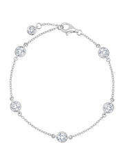 Large Bezel Set Bracelet in Platinum