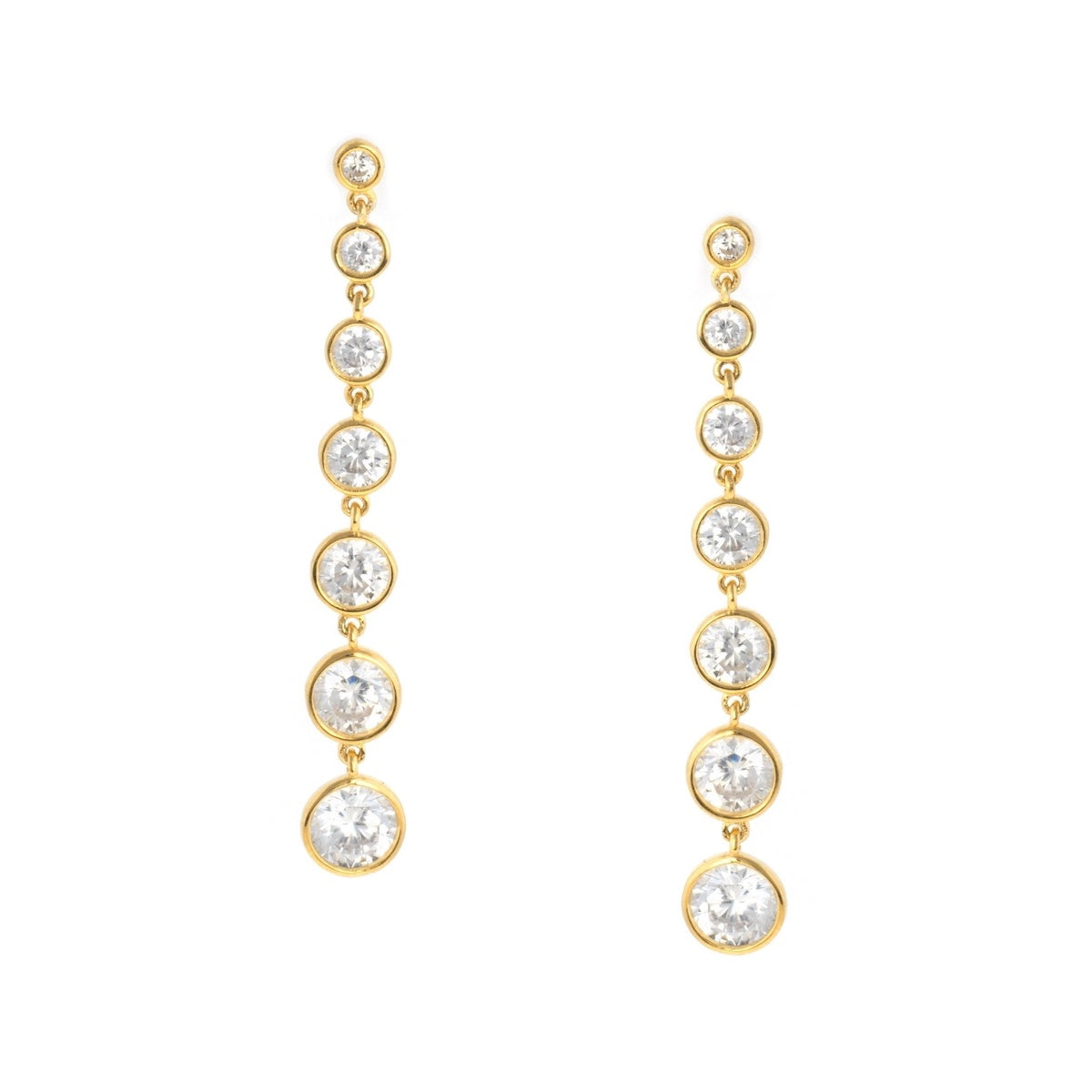  CRISLU Bezel Set Drop Earrings Finished in 18kt Yellow Gold - 18kt Yellow Gold - Bonton