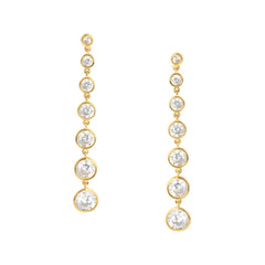 Bezel Set Drop Earrings Finished in 18kt Yellow Gold