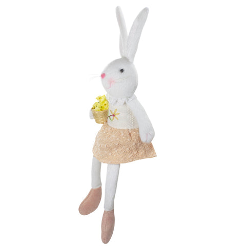 Girl Bunny Rabbit Easter and Spring Figure - 24" - White and Pink