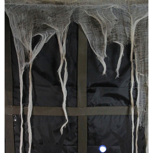 41" Lighted Ghostly Window With Tattered Curtain Halloween Decor