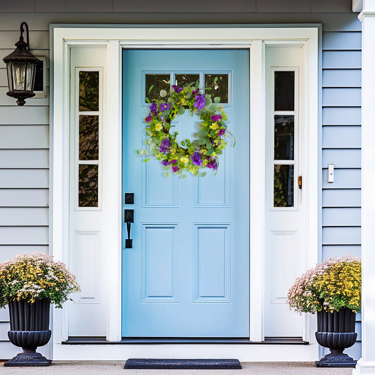  Northlight Eucalyptus and Hydrangea Floral Spring Wreath - 23