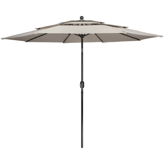 9.75ft Outdoor Patio Market Umbrella With Hand Crank and Tilt  Beige