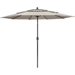 9.75ft Outdoor Patio Market Umbrella With Hand Crank and Tilt  Beige