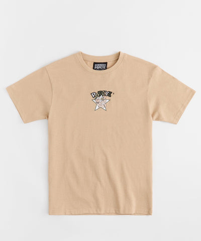 Popeye Mugshot Embroidered Short Sleeve Tee - Tan